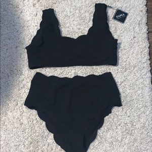 Black Scalloped High Waisted Bikini